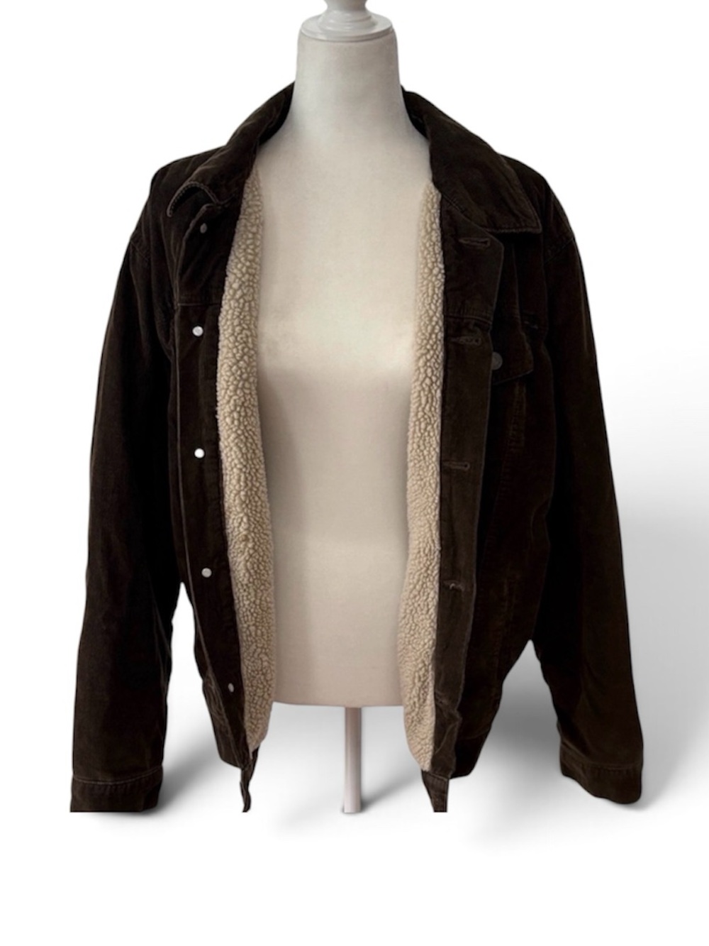 Vintage y2k GAP Mens Brown Corduroy Sherpa Lined Trucker Jacket Size L Buttons